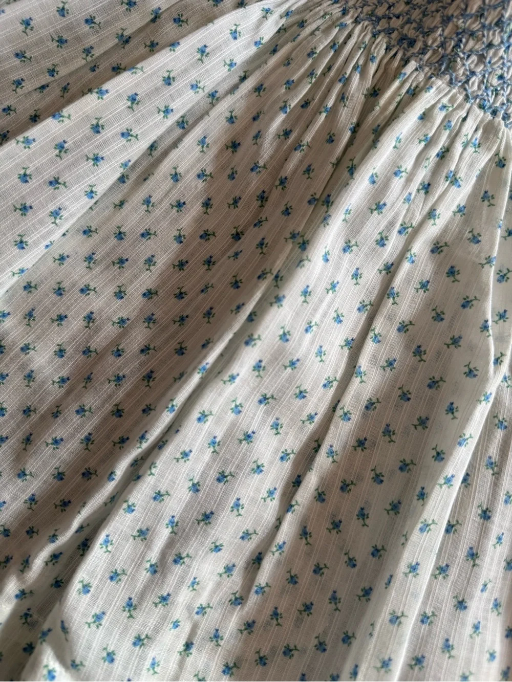 Vintage Girls Light Blue Smocked Sundress